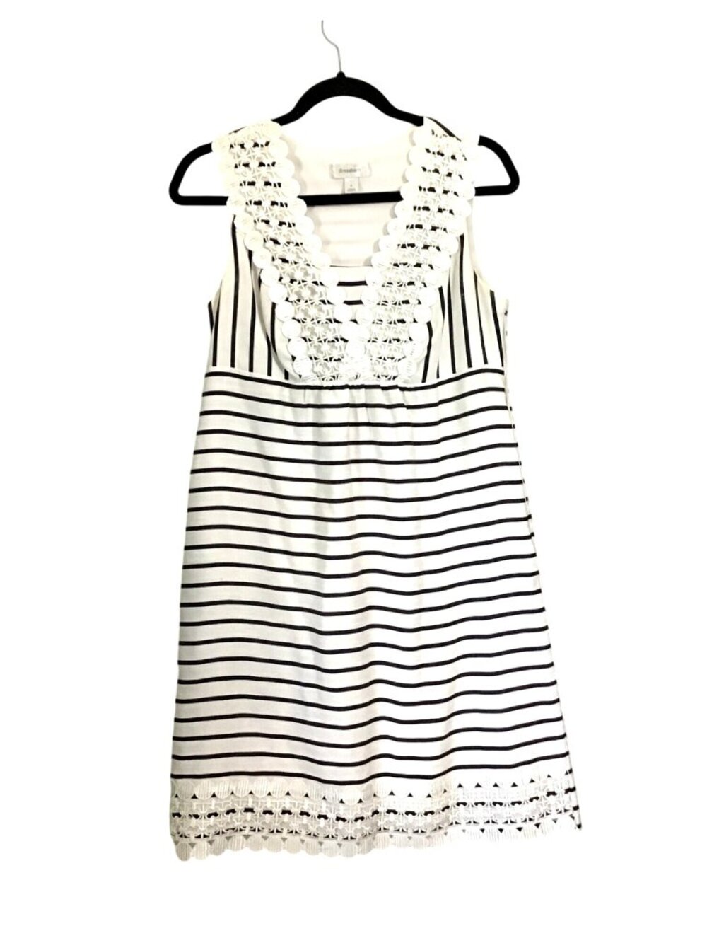 DRESSBARN WOMENS WHITE/NAVY STRIPE SIDE ZIP-UP CLOSURE KNEE LENGHT DRESS SIZE 8